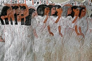 Egyptský starověk: průvod pláče. Obraz hrobky Roy (TT255). 18. dynastie. Ze západního břehu Luxoru v Egyptě od Egyptian 18th Dynasty