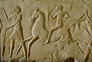 Egyptský starověk: reliéf s válečníkem na koni. Konec 18. dynastie od Egyptian 18th Dynasty