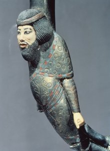 Postava Syřana z konce ceremoniální hole, z hrobky Tutanchamona (asi 1370-52 př.nl) Nová říše (dřevo a slonovina) (viz také 149407)