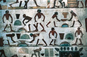 Slévárenské provozy, South Wall of the Tomb of Rekhmire, New Kingdom (nástěnná malba) od Egyptian 18th Dynasty