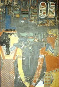 Horemheb a Isis, z hrobky Horemheb (asi 1323-1295 př. n. l.) Nová říše (nástěnná malba) od Egyptian 18th Dynasty