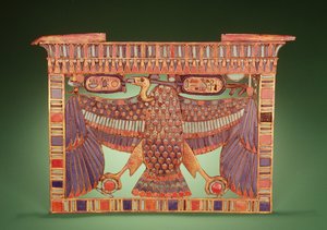 Pylonový hrudník zdobený supem z Horního Egypta, z hrobky Tutanchamona (asi 1370-52 př.nl) Nová říše (zlatá cloisonne vykládaná skleněnou pastou)