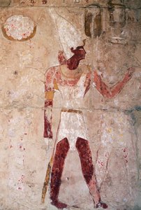 Reliéf zobrazující Thutmose III. s dolnoegyptskou korunou, Mortuární chrám královny Hatšepsut, Deir el-Bahri, thébská nekropole (Seznam světového dědictví UNESCO) od Egyptian 18th Dynasty