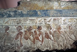Reliéf vojenské přehlídky od Egyptian 18th Dynasty