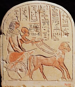 Stela zobrazující písaře jedoucího na voze, z Tell El-Amarna, Nová říše, cca 1353-1337 př.n.l.
