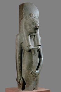 Bohyně Sekhmet držící žezlo v podobě stonku papyru ... od Egyptian 18th Dynasty