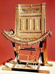 Faraonův církevní trůn, z hrobky Tutanchamona (asi 1370-52 př.nl) Nová říše (vykládané dřevo) (viz také 59232)