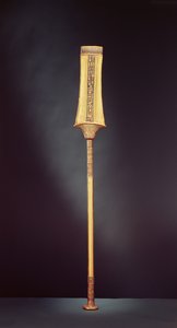 Královské žezlo z Tutanchamonovy hrobky (asi 1370-1353 př.nl) Nová říše (zlatý plech s dřevěným jádrem vykládaným polodrahokamy)