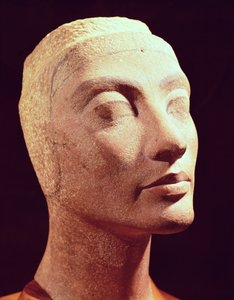 Nedokončená hlava Nefertiti, Nová říše, cca 1365-49 př.nl (křemenec)