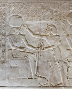 Basreliéf, chrám Seti I, Abydos, Egypt od Egyptian 19th Dynasty
