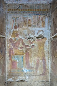 Barevný reliéf, chrám Seti I, Abydos, Egypt od Egyptian 19th Dynasty