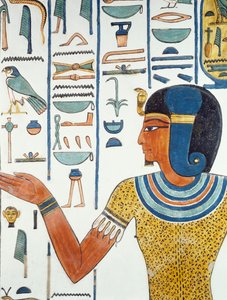 Sloup s Hornedjitefem, detail fresek v Nefertariho pohřební komoře, Údolí královen, Luxor, Théby (Seznam světového dědictví UNESCO od Egyptian 19th Dynasty