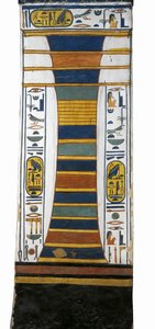 Egypt, Théby, Luxor, Údolí královen, hrobka Nefertari, sloup Djed představující Osirisovu páteř nesoucí vzkříšení kostní dřeně uvnitř, z 19. dynastie od Egyptian 19th Dynasty