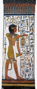 Egypt, Théby, Luxor, Údolí královen, Hrobka Nefertari, nástěnná malba boha Hora v pohřební komoře z 19. dynastie od Egyptian 19th Dynasty