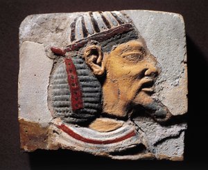 Fragment dekorace, majolika s hlavou syrského semitského vězně od Egyptian 19th Dynasty