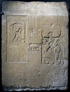 Hormin, náčelník královského harému, odměněn zlatými náhrdelníky, které mu daroval Seti I., vápencová stéla od Egyptian 19th Dynasty