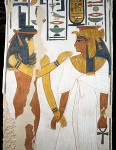 Nefertari, detail z fresek v druhé komoře Hrobky Nefertari, Údolí královen, Luxor, Théby (Seznam světového dědictví UNESCO od Egyptian 19th Dynasty