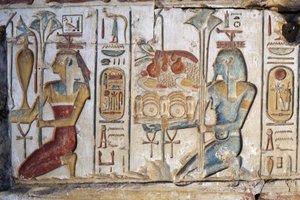 Obětní scéna, reliéf, Chrám Ramsese II, Abydos, Egypt, Egyptská civilizace, Nová říše, Dynastie XIX (foto) od Egyptian 19th Dynasty