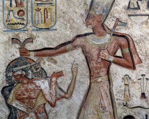 Ramesses II drží vězně za vlasy, Detail, Egyptská civilizace, Nová říše, Dynastie XIX od Egyptian 19th Dynasty