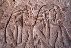 Reliéf zobrazující skupinu žen, Leteyina hrobka, Sakkára, Egypt, Egyptská civilizace, Nová říše, Dynastie XIX od Egyptian 19th Dynasty
