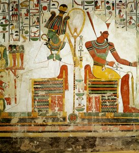Bohové Osiris a Atum, z hrobky Nefertari, Nová říše (nástěnná malba)