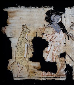 Papyrus zobrazující satirickou scénu, cca 1100 př.nl, pocházející z doby vlády Ramesse IX., Detail, Egyptská civilizace, Nová říše, Dynastie XX od Egyptian 20th Dynasty