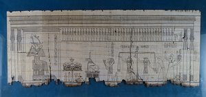 Papyrus zobrazující satirickou scénu, cca 1100 př. n. l., pocházející z doby vlády Ramesse IX., egyptská civilizace, nová říše, dynastie XX od Egyptian 20th Dynasty