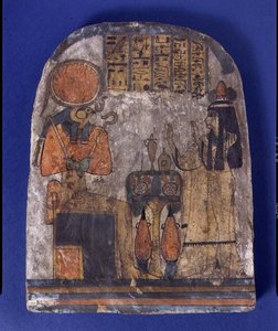 Votivní památník Tentesamuna, pěvkyně Amun, z Théb, třetí přechodné období (malované dřevo) od Egyptian 22nd Dynasty