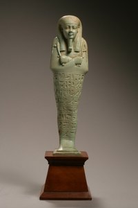 Postava Ushabti pro Neferibre-si-Neith, pozdní dynastické období, vláda Amasis, 570-526 př.nl (fajáns)