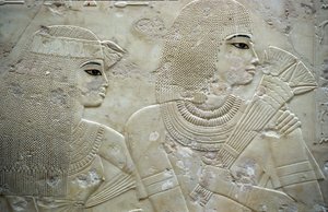 Starověký Egypt, malba/řezba, Ramose a jeho žena, guvernér Théb, Údolí šlechticů, Ramoseho hrobka od Egyptian Egyptian