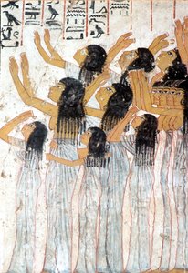 Starověký Egypt, malba, freska, naříkající ženy v pohřebním průvodu, Ramosova hrobka, Théby od Egyptian Egyptian