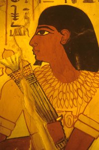 Starověký Egypt, Sennuferova hrobka, nástěnná malba, freska, Sennufer přijímá lotosové poupě, starosta Théb, dozorce za Amenofise II. od Egyptian Egyptian