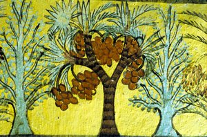 Starověký Egypt, Nástěnná malba, Datlové palmy a stromy, Hrobka Sennedjem, Théby, Deir el Medina od Egyptian Egyptian