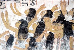Starověký Egypt, Nástěnná malba, Kvílící ženy v pohřebním průvodu, Ramoseho hrobka, Théby od Egyptian Egyptian
