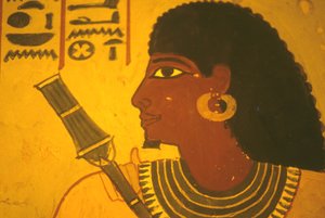 Starověký Egypt, Nástěnná malba/freska, Sennuferova hrobka, Théby/Luxor, Sennufer držící žezlo, starosta Théb, dozorce za Amenofise II. od Egyptian Egyptian