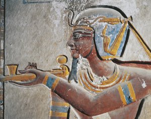 Egypt, Starověké Théby, Údolí králů, Malovaný reliéf faraona u hrobky Ramsese VI od Egyptian Egyptian