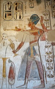 Faraon, Hořův chrám, Edfu (freska) od Egyptian Egyptian