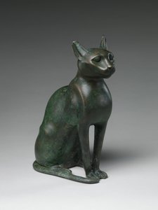 Soška kočky určená k uložení mumifikované kočky, 332–30 př. n. l. (olovnatý bronz) od Egyptian Ptolemaic Period