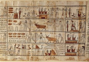 Egyptská antikitida: Elysejská pole. Malba na papyru z Knihy mrtvých. Ptolemaiovské období Turín, Egyptské muzeum - Starověký Egypt: Elysejská pole. Malba na papyru z Knihy mrtvých. Ptolemaiovské období. Egyptské muzeum, Turín, It od Egyptian Ptolemaic Period