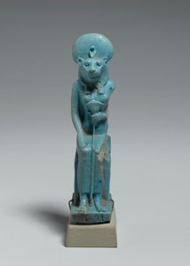 Sedící postava Sekhmet, 305-30 př.nl (glazovaná fajáns) od Egyptian Ptolemaic Period