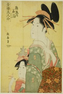 Hanaogi z Ogiya, ze seriálu „Krásy čtvrtí potěšení (Seiro bijin awase)“ od Eishōsai Chōki
