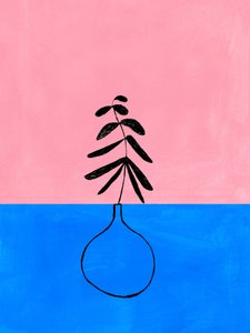 Minimalistická růžovo-modrá rostlina od Ejaaz Haniff