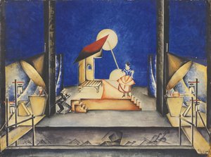 Scénický návrh k opeře Bastien a Bastienne od W. A. Mozarta, 1925 od Ekaterina Petrova Troitskaya