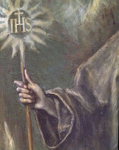 Detail z obrazu San Bernardino da Siena