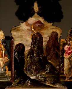 Sinai-vuori, kannettava triptyykkialttari, kirjoittanut El Greco (1541-1614)