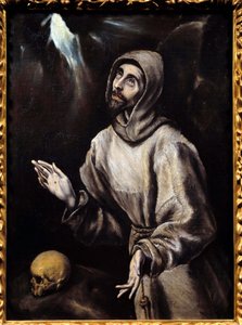 Svatý František z Assisi (1181-1226) dostává stigma Obraz (Vanita) od Domenika Theotokopoulose dit El Greco (1541-1614) 1595 Ne. 0,76x0,57 m Pau, Muzeum výtvarných umění od El Greco