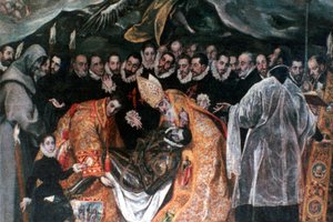 Detail pohřbu hraběte Orgaze, 1586-1588 od El Greco