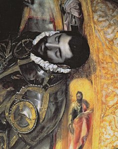 Pohřeb hraběte Orgaze, z legendy z roku 1323, detail hraběte, 1586-88 detail olej na plátně 44240 od El Greco