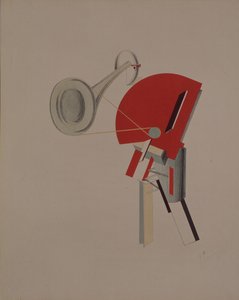 Recitátor. Figurka k opeře Vítězství nad sluncem od A. Kruchenycha, 1920-1921 od Eliezer Markowich Lissitzky