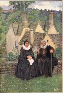 Jsme tak klidní, když už vášně nejsou, ilustrace z „Knihy starých anglických písní a balad“, vydané nakladatelstvím Hodder a Stoughton, kolem roku 1910 (barevné lito) od Eleanor Fortescue Brickdale